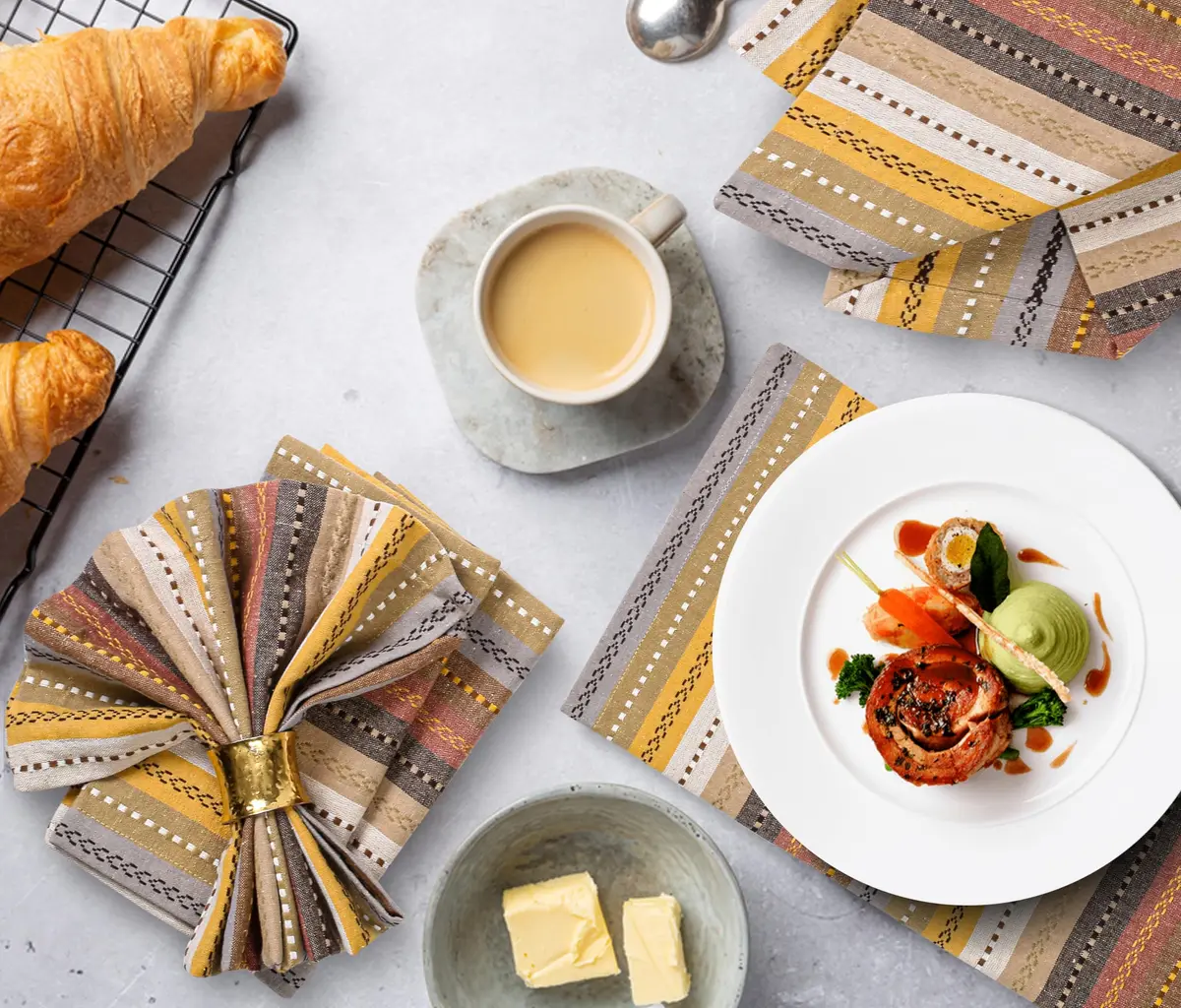 Ramanta Home Salsa Stripe Cotton Oversized Cloth Napkins 20x20 Inches | Elegant & Eco-Friendly (70-120 chars) - view 5