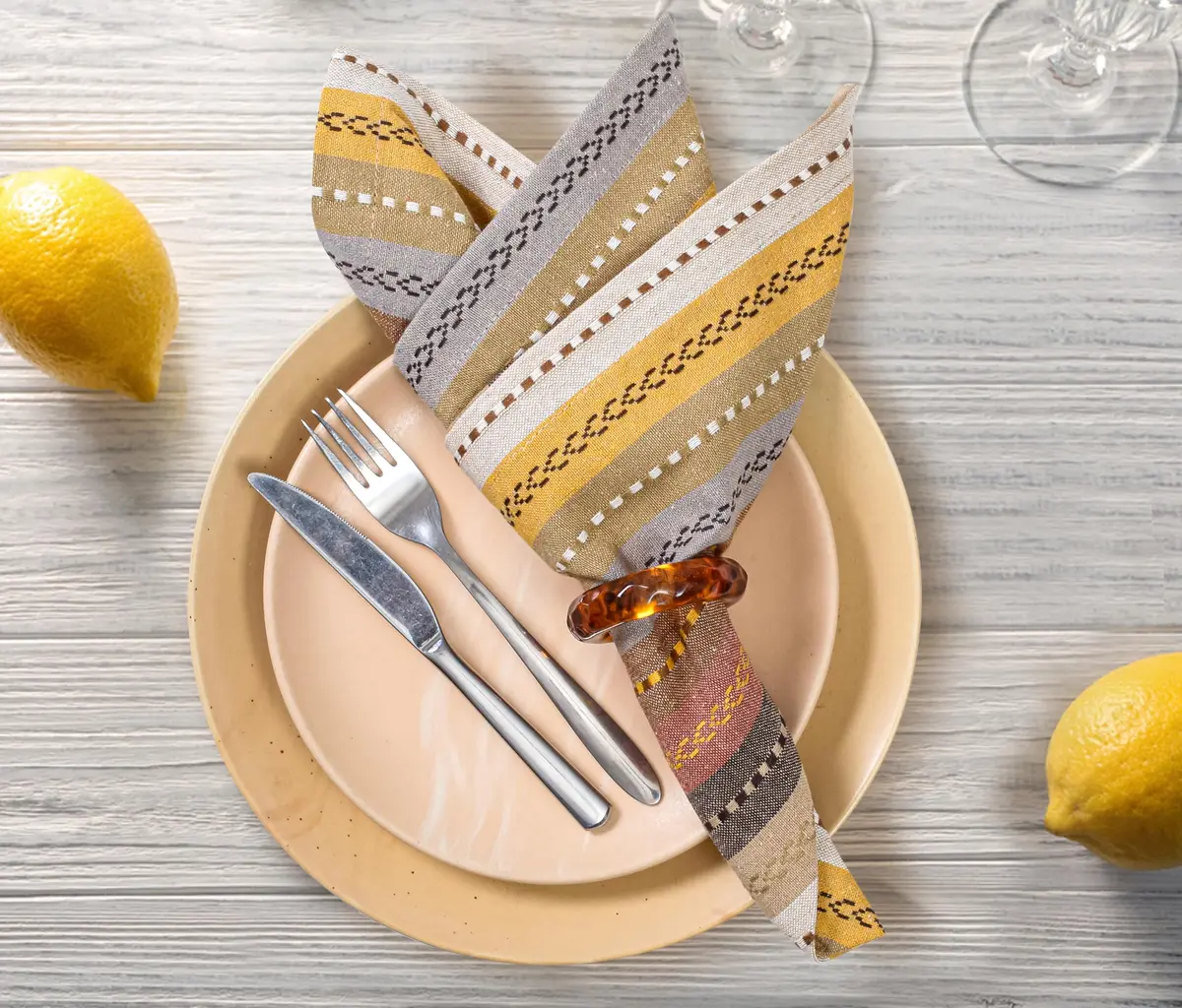 Ramanta Home Salsa Stripe Cotton Oversized Cloth Napkins 20x20 Inches | Elegant & Eco-Friendly (70-120 chars) - view 2