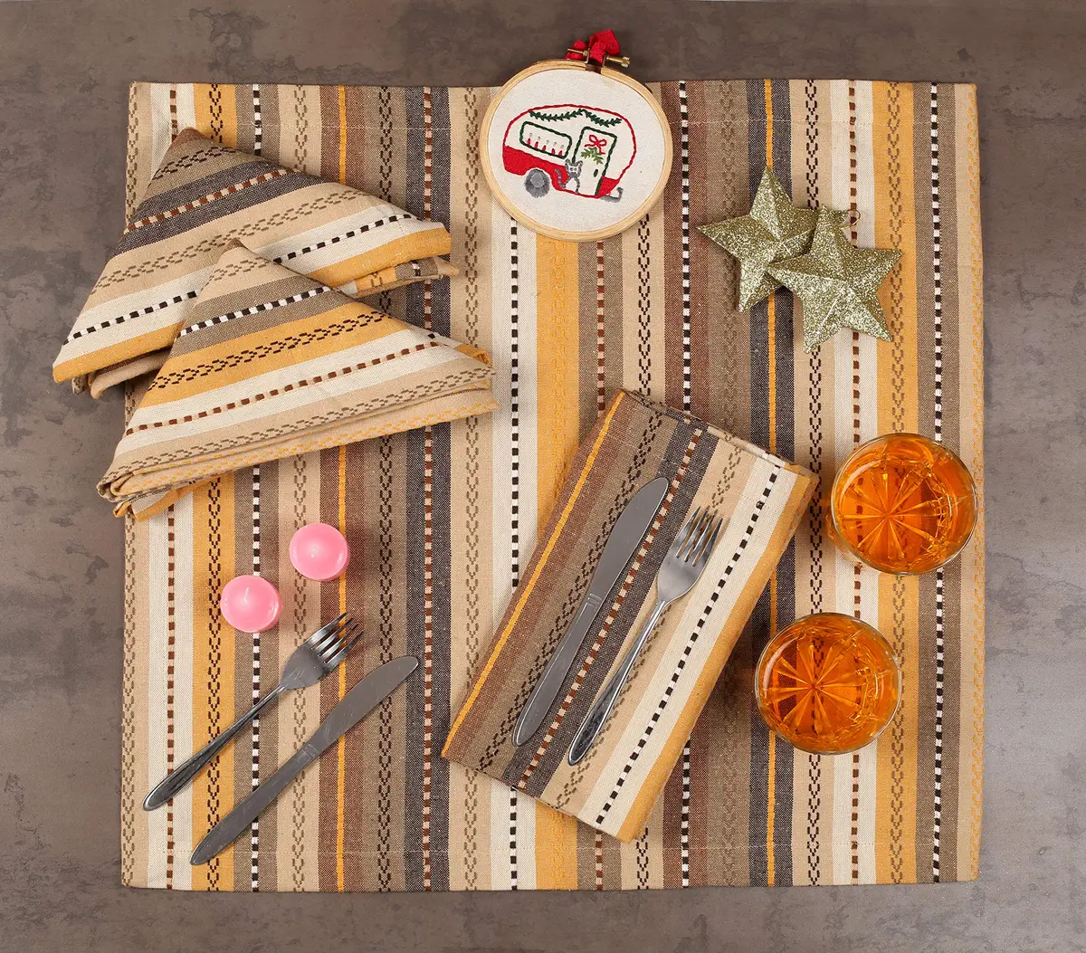 Ramanta Home Salsa Stripe Cotton Oversized Cloth Napkins 20x20 Inches | Elegant & Eco-Friendly (70-120 chars) - view 3