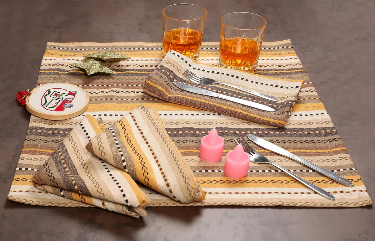 Ramanta Home Salsa Stripe Cotton Oversized Cloth Napkins 20x20 Inches | Elegant & Eco-Friendly (70-120 chars) - view 4