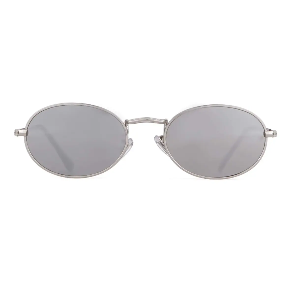 GIFIORE Small Oval Sunglasses for Women Men, Retro Metal Frame, Silver Mirrored Lens | UV400 Protection - main product image