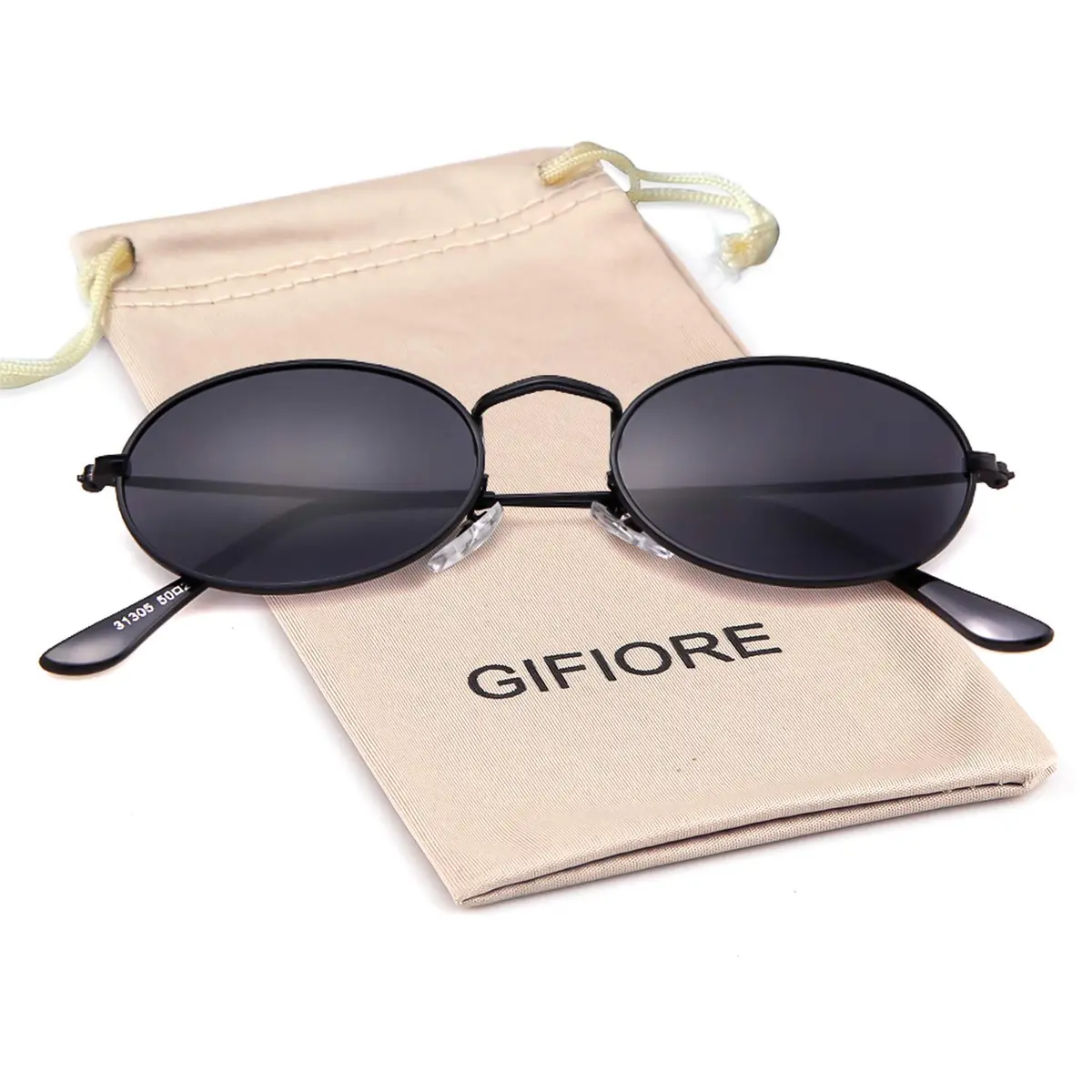 GIFIORE Oval Sunglasses for Women Men, Retro 90s Small Oval Glasses, Black Frame Grey Lens 50mm (1.97 inches) - view 9