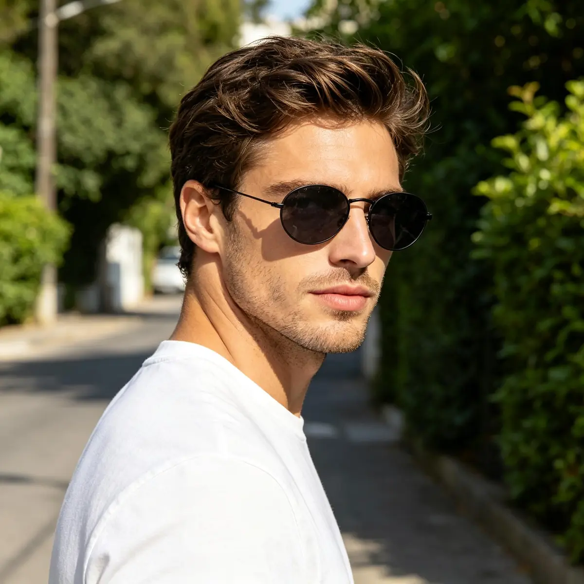 GIFIORE Oval Sunglasses for Women Men, Retro 90s Small Oval Glasses, Black Frame Grey Lens 50mm (1.97 inches) - view 2