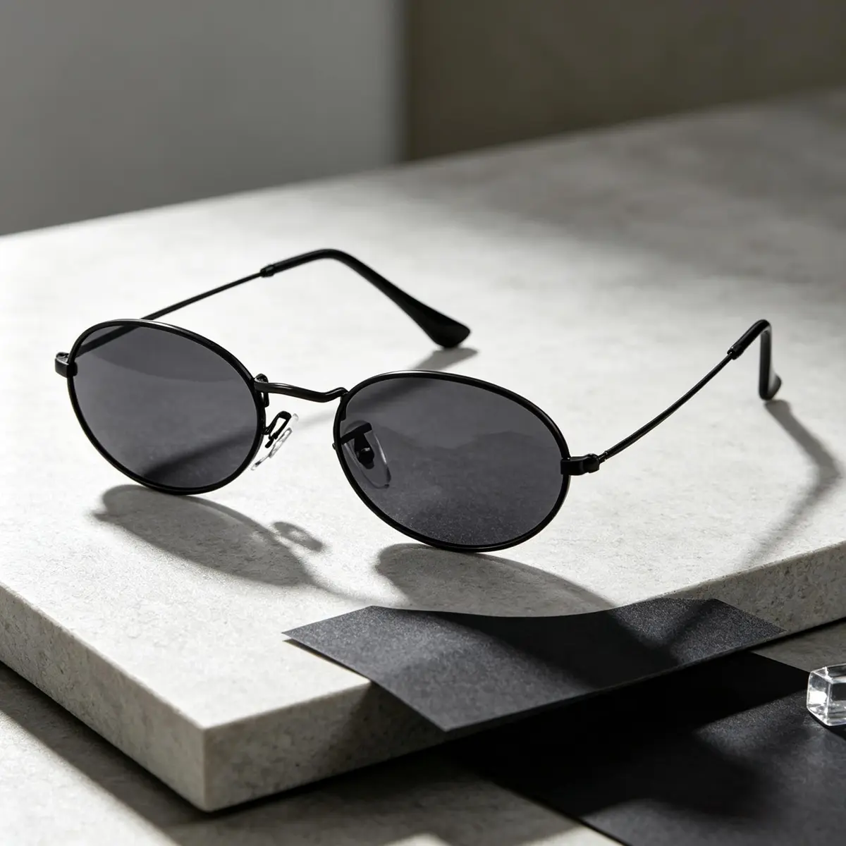 GIFIORE Oval Sunglasses for Women Men, Retro 90s Small Oval Glasses, Black Frame Grey Lens 50mm (1.97 inches) - view 4