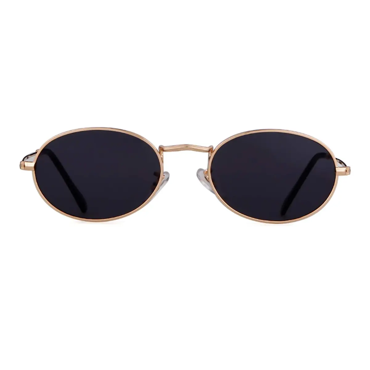 GIFIORE Small Oval Sunglasses Gold Frame Black Lens | UV400 Protection - main product image