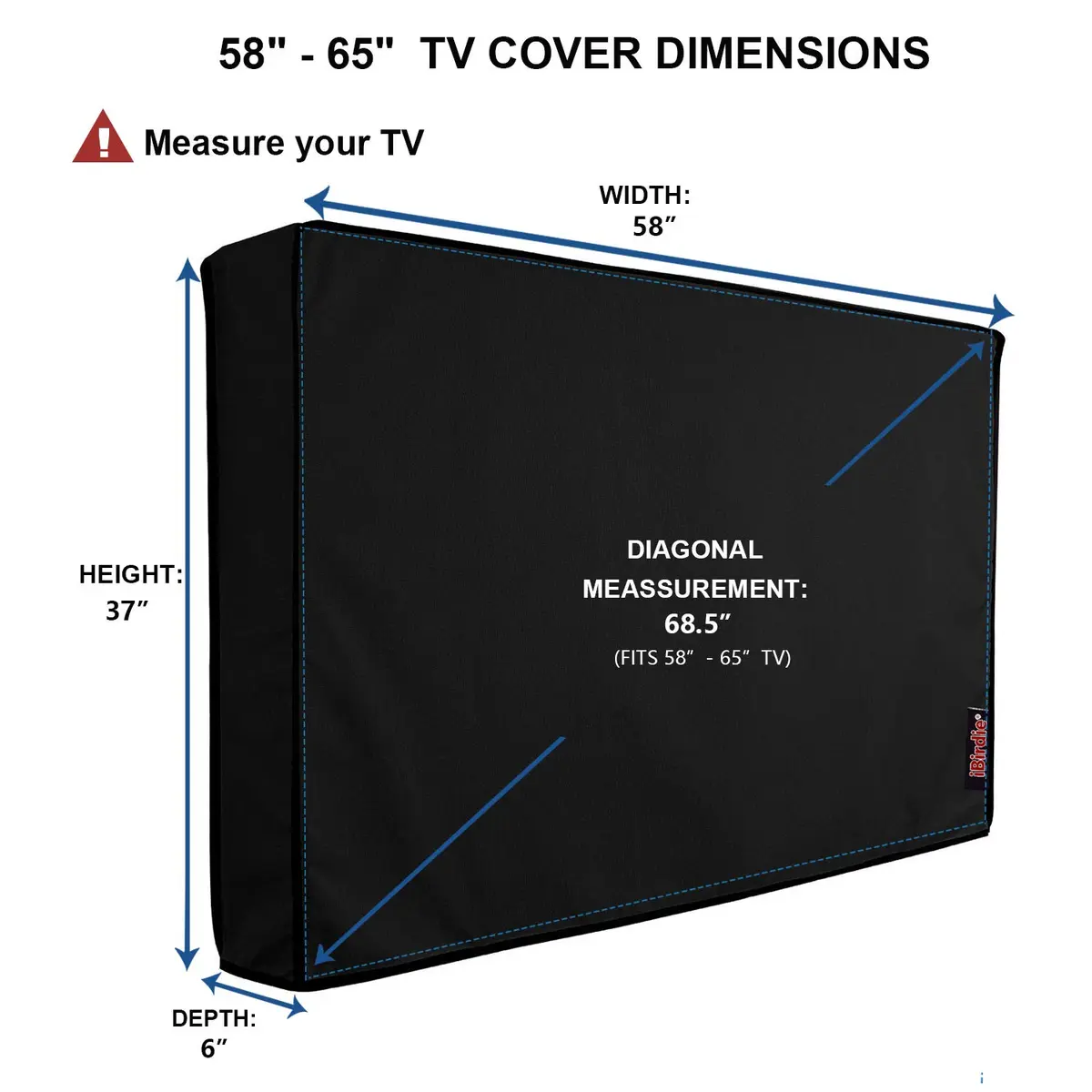 iBirdie Outdoor TV Cover for 60-65 Inch TVs | Waterproof & Weatherproof 600D Oxford Fabric - view 2