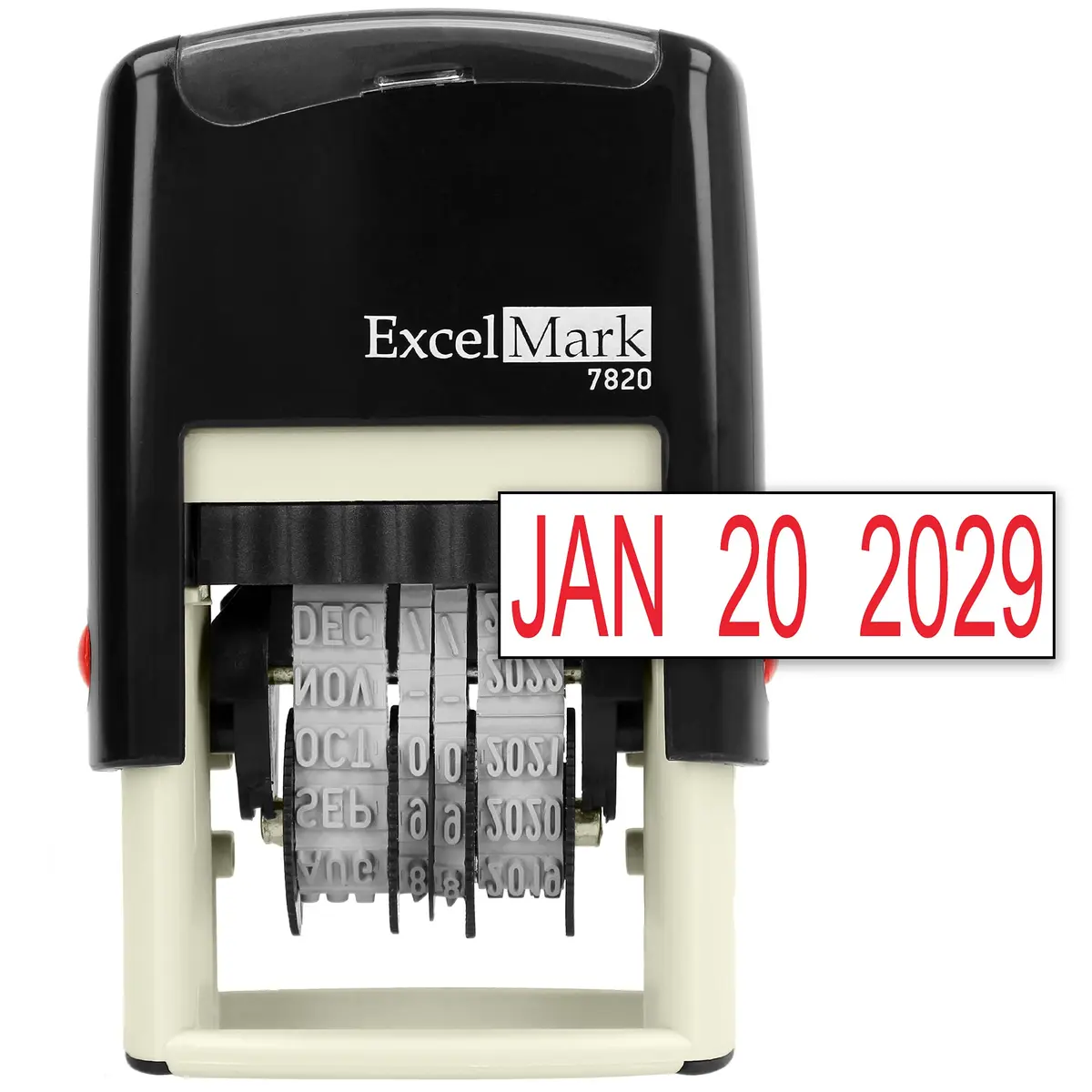 ExcelMark 7820 Self-Inking Rubber Date Stamp 3/16"x 1" | 10 Years of Dates, Rapid Impressions - main product image