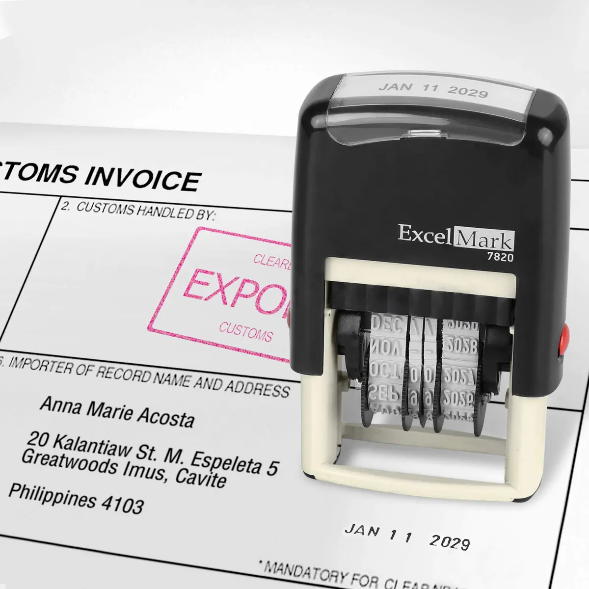 ExcelMark 7820 Self-Inking Rubber Date Stamp 3/16"x 1" | 10 Years of Dates, Rapid Impressions - view 5