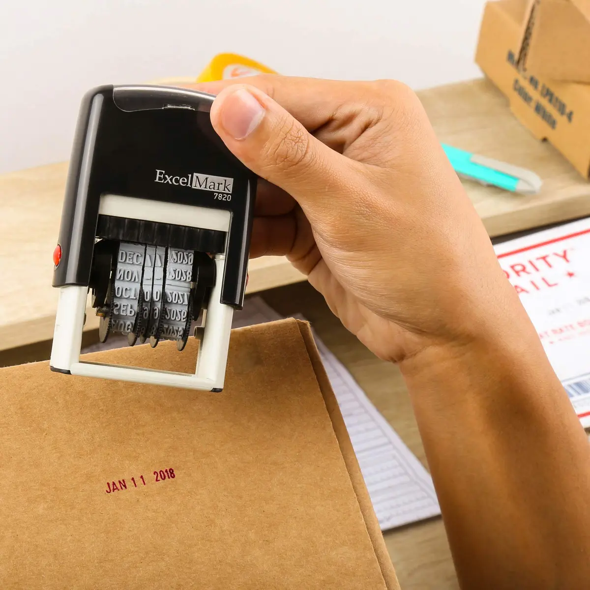 ExcelMark 7820 Self-Inking Rubber Date Stamp 3/16"x 1" | 10 Years of Dates, Rapid Impressions - view 4