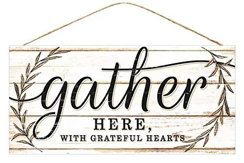 GiftWrap Etc. Gather With Grateful Hearts Sign - 12.5" x 6" | Rustic Fall Decor - view 2