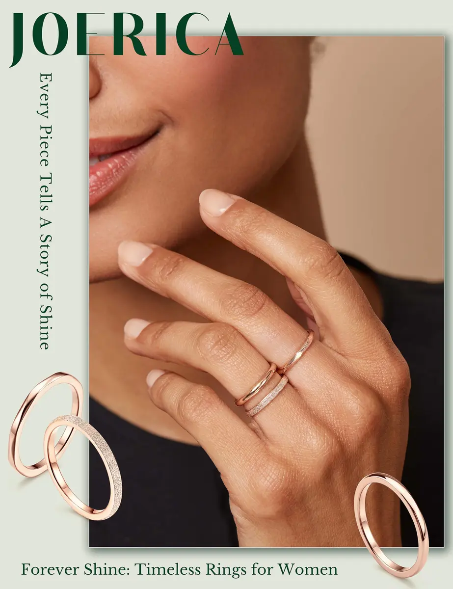 JOERICA 3Pcs 2mm Stainless Steel Women's Stackable Eternity Ring Set 4-9 | Elegant Wedding & Engagement Bands - view 8