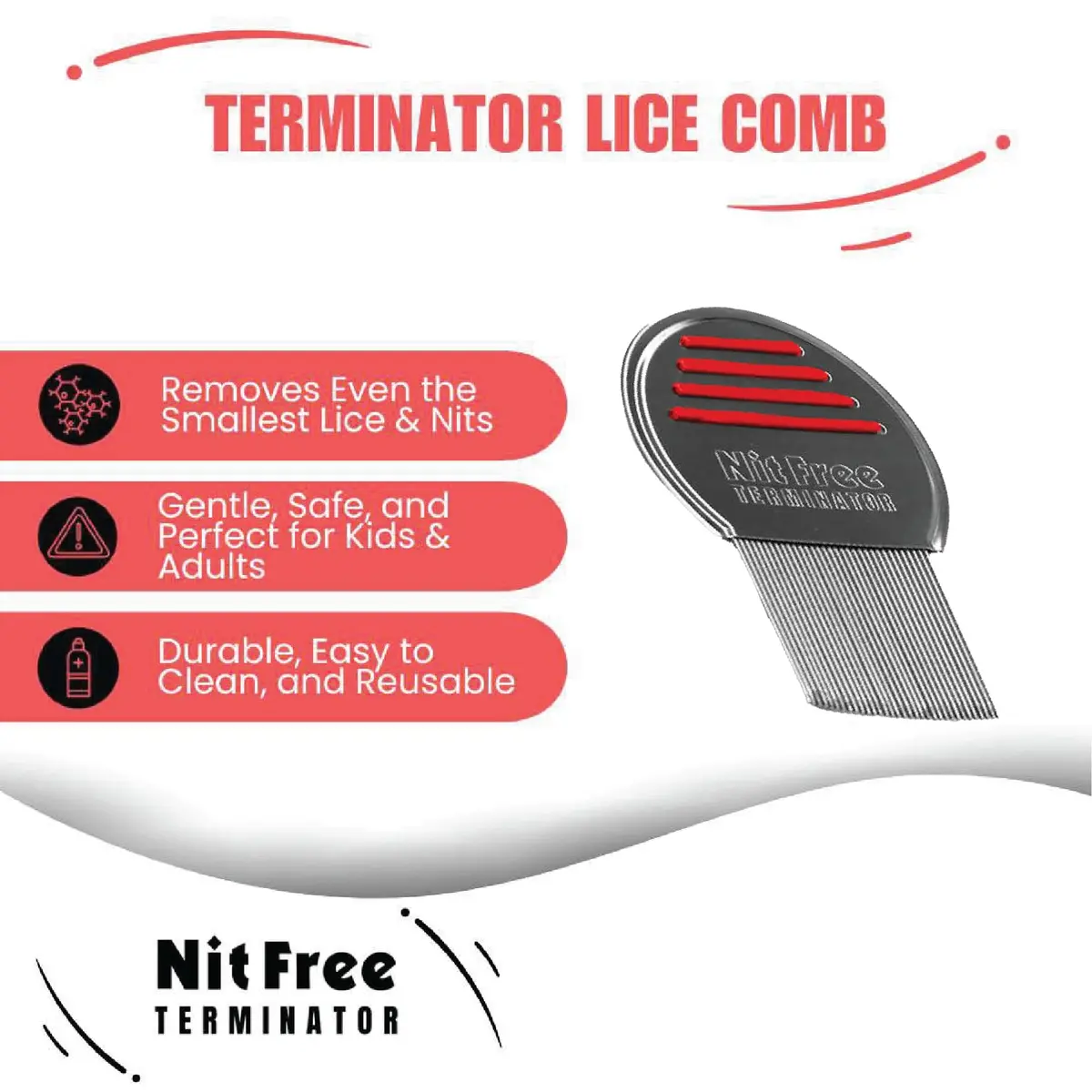 Nit Free Terminator Head Lice Comb - (Color May Vary) Pack of 100 | Gentle, Sterilizable & Kid-Friendly - view 2