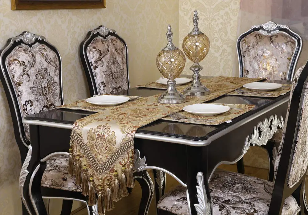 OZXCHIXU European Jacquard Fabric Multi-Tassels Table Runner 14x54 inch | Elegant Floral Design with Non-Slip Backing - view 5