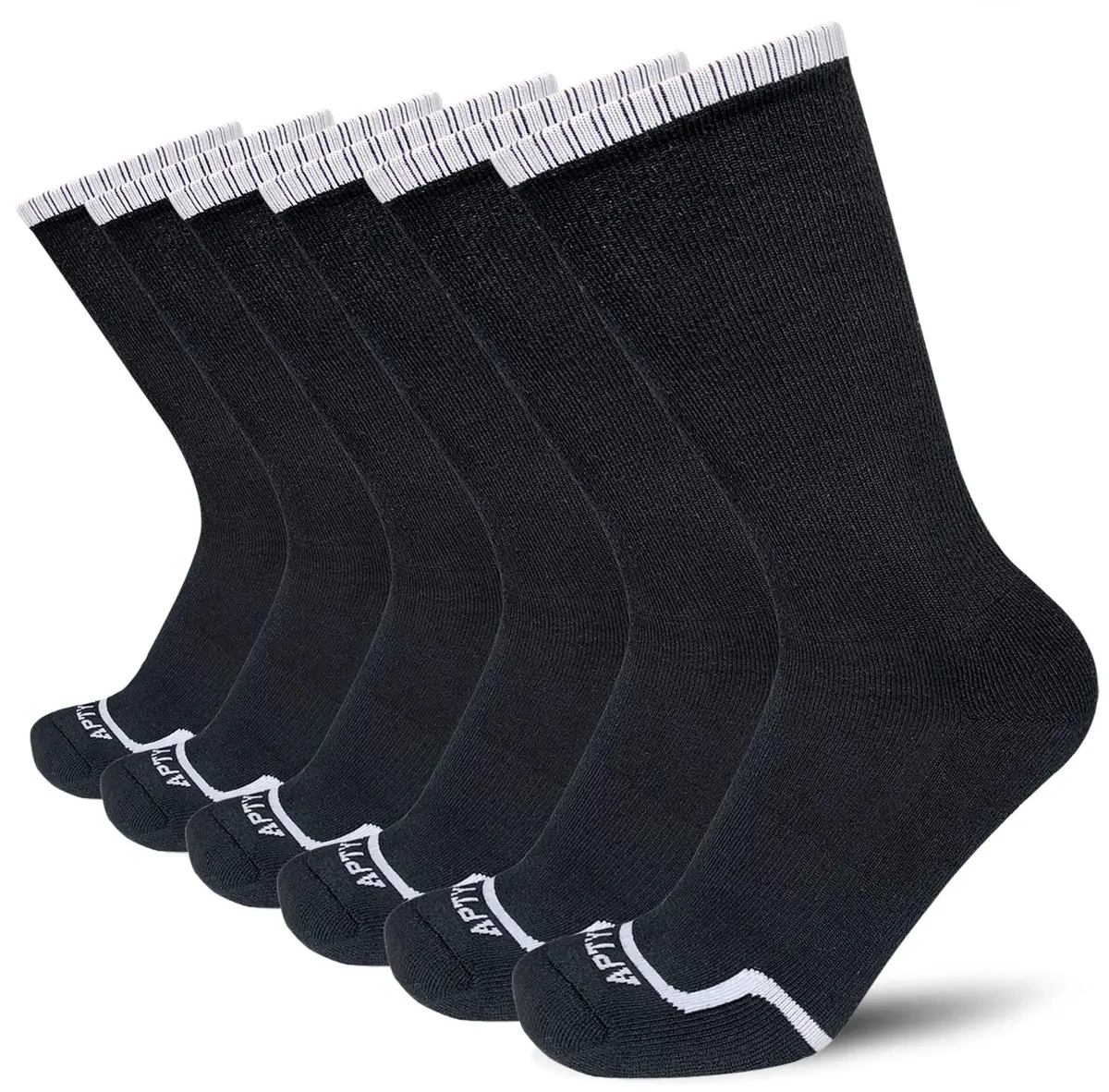APTYID Men's Moisture Wicking Cushioned Crew Work Boot Socks Size 9-12 | Impact-Absorbing, Odor-Resistant, Durable (en_US) - main product image