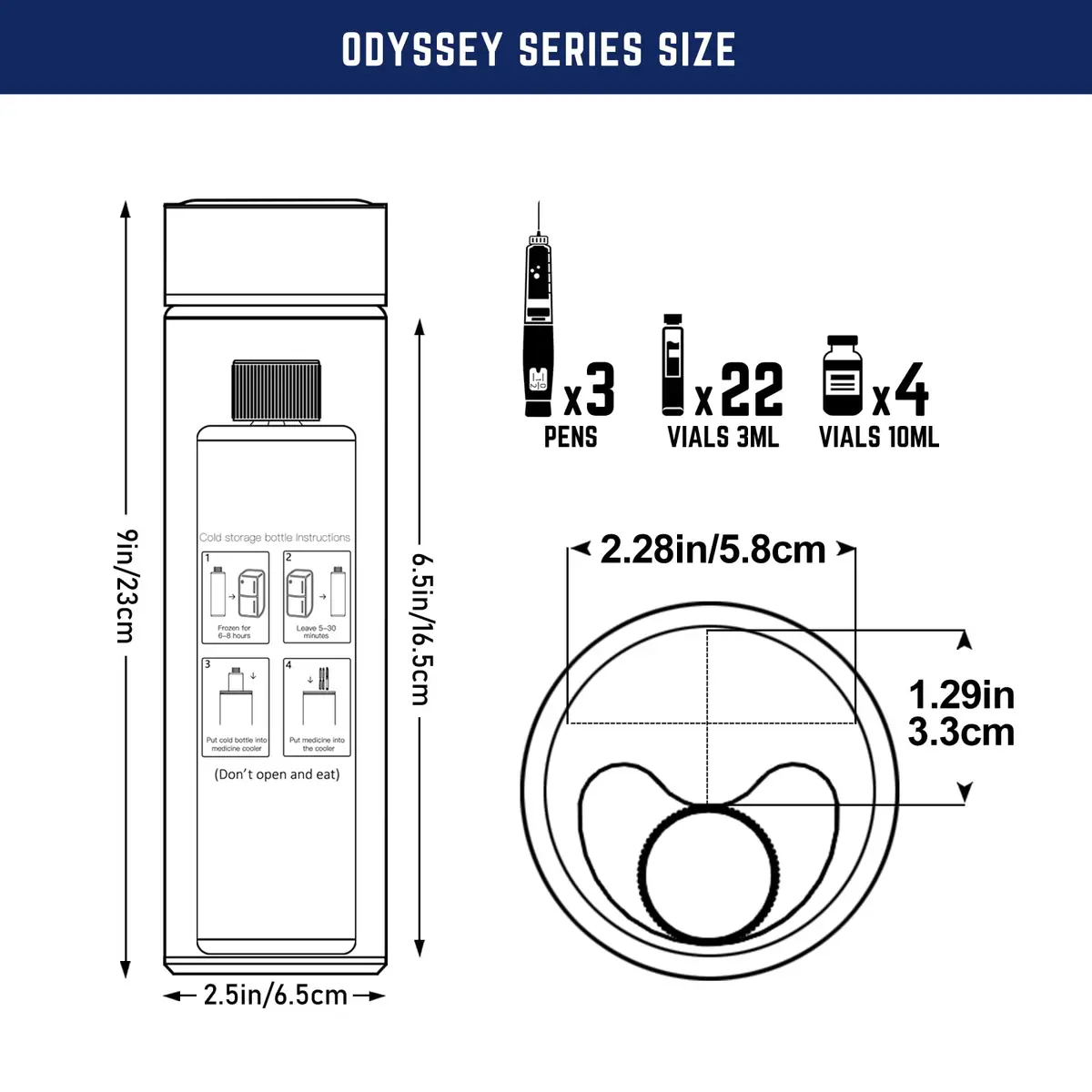 DISONCARE Odyssey Insulin Pen Cooler Travel Case 60H Cold 165cc (5.5 fl oz) | TSA Approved for Travel - view 3