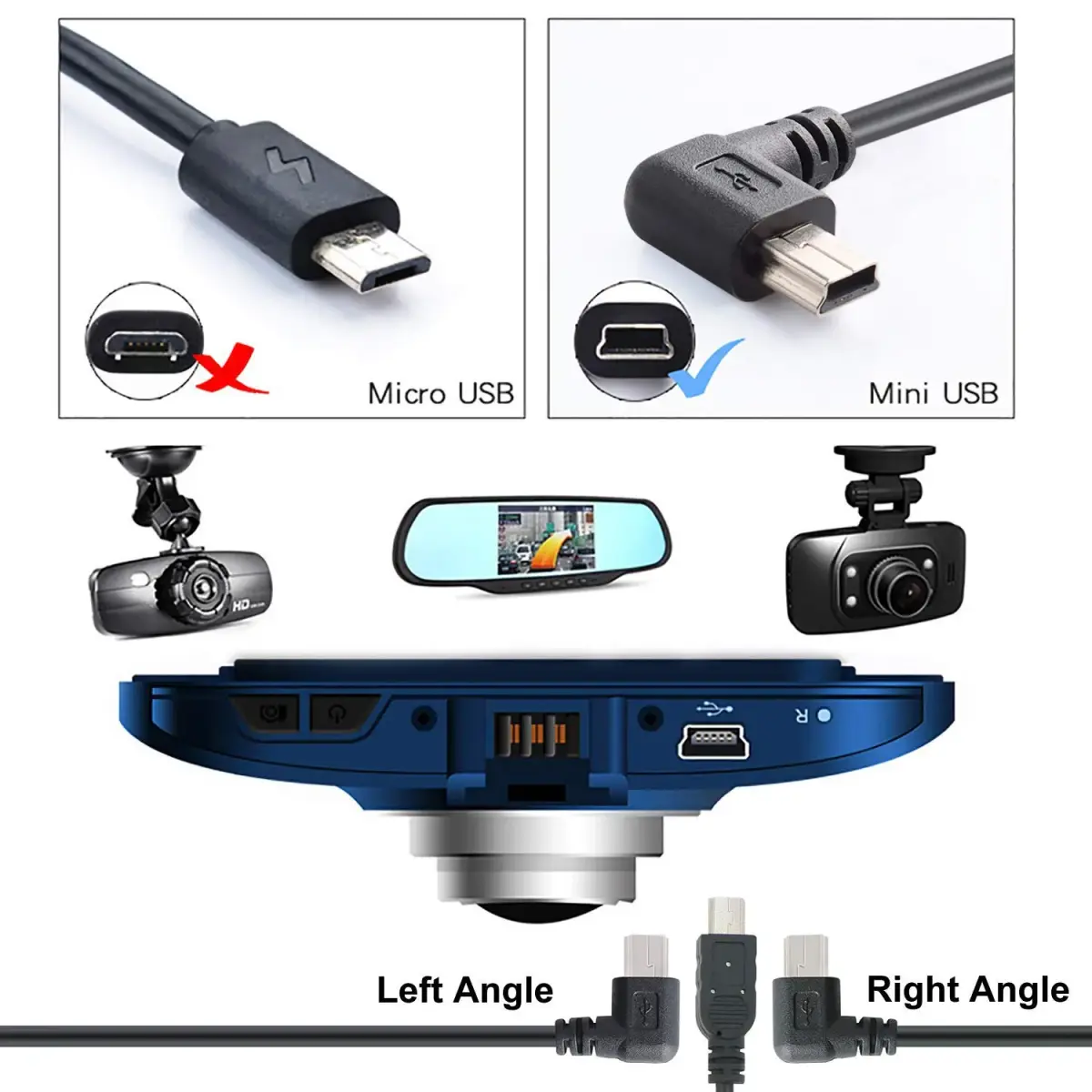 PASOW Mini USB Power Cable for Dash Cam 4.88m (16FT) | Power Only, No Data Sync - view 2