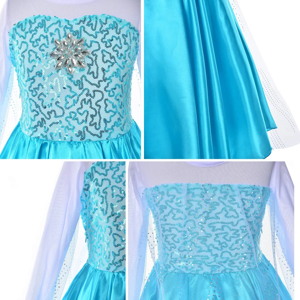 Party Chili Princess Costume for Girls Dress Up with Accessories 4-5 Years Sky Blue | Non-Itchy Fabric, Perfect for Parties & Holidays - view 6