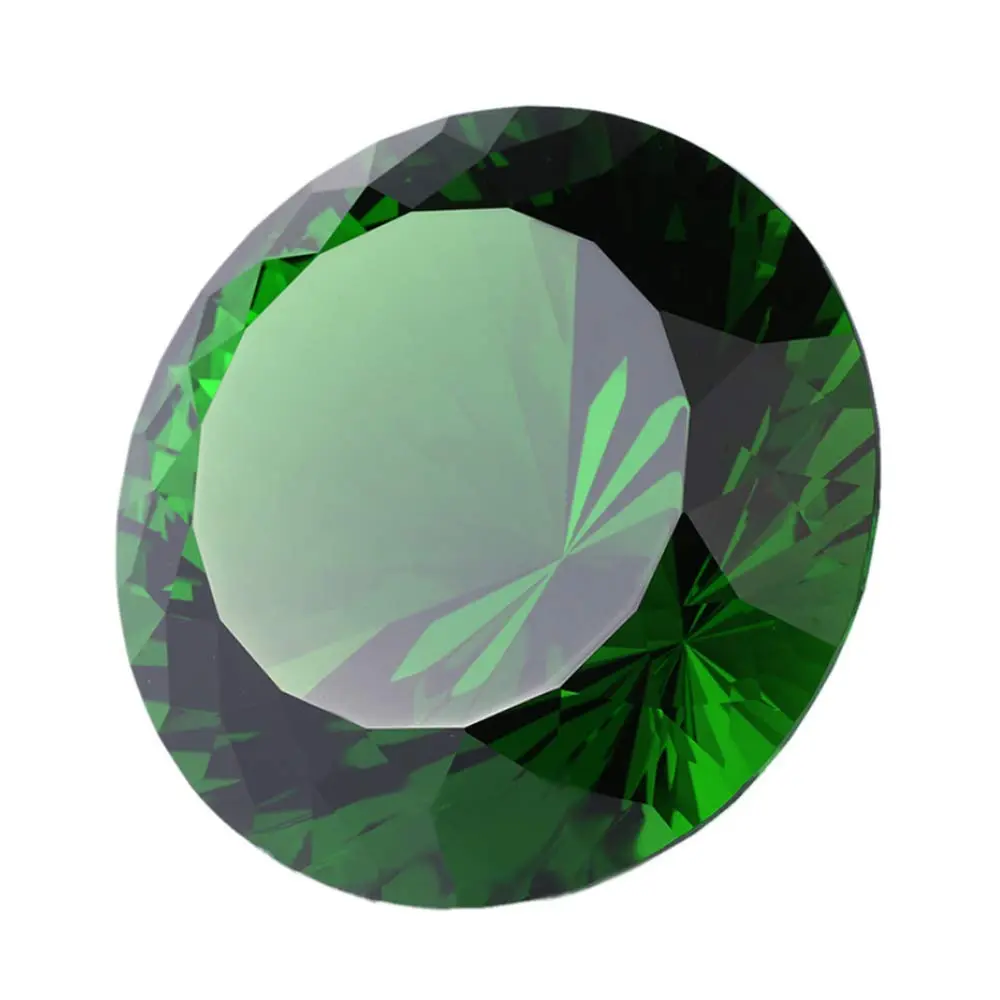 Yarrkc Green Crystal Glass Diamond Paperweight 60mm (2.36") | K9 Crystal with Rainbow Refraction - view 2