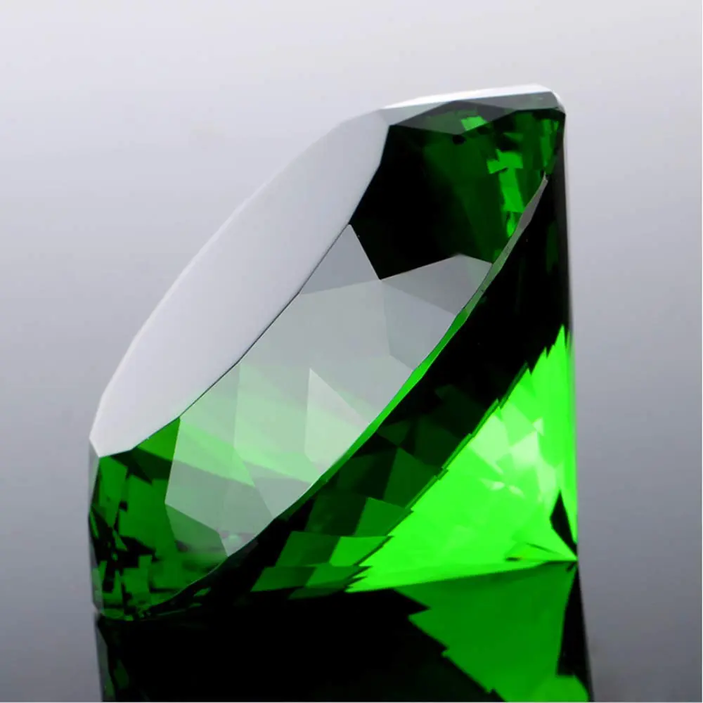 Yarrkc Green Crystal Glass Diamond Paperweight 60mm (2.36") | K9 Crystal with Rainbow Refraction - view 4