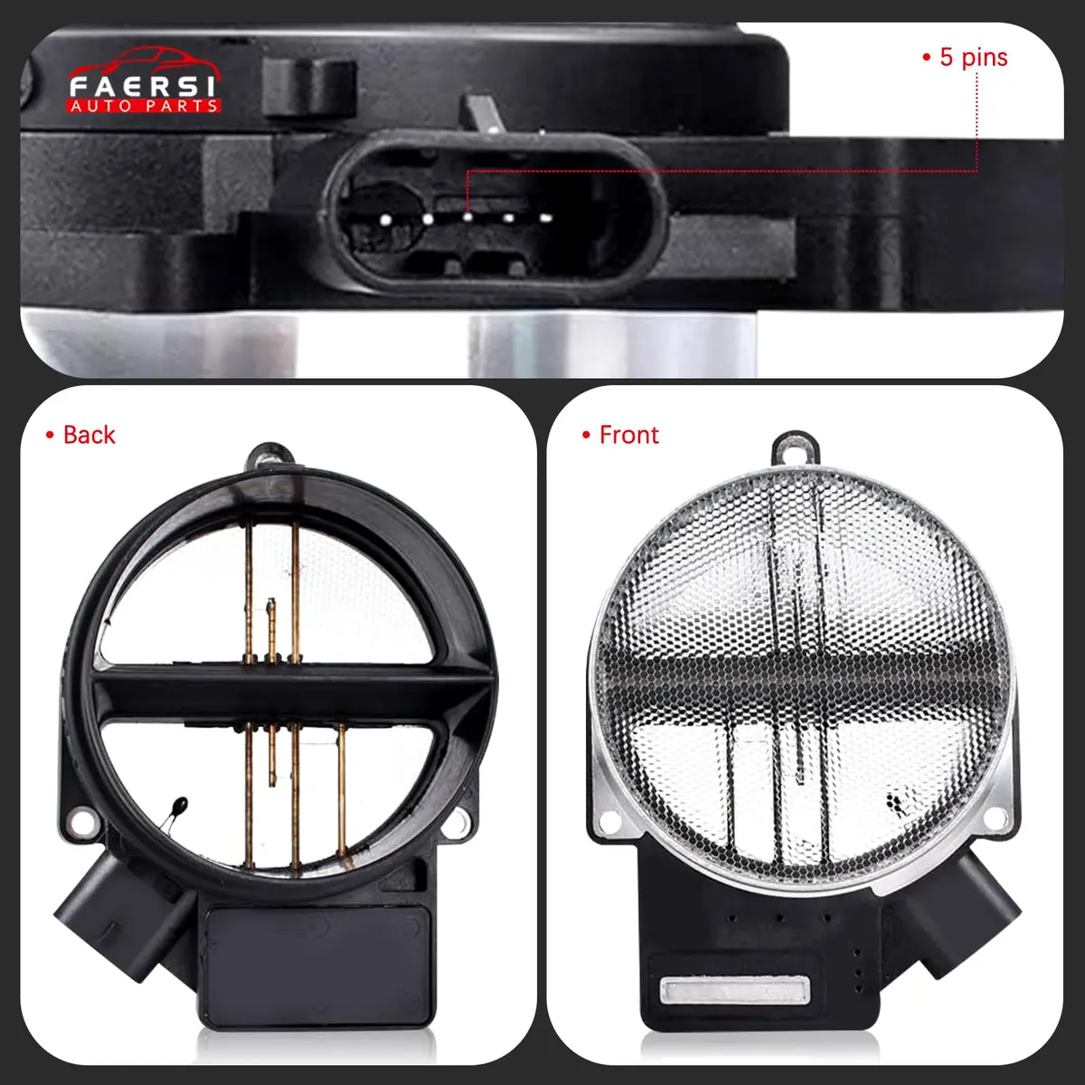 FAERSI Mass Air Flow Sensor for Chevy Silverado Tahoe GMC Yukon Cadillac Escalade 5.3L 6.0L 4.8L | Replaces OE# 25168491, AF10043 - view 7