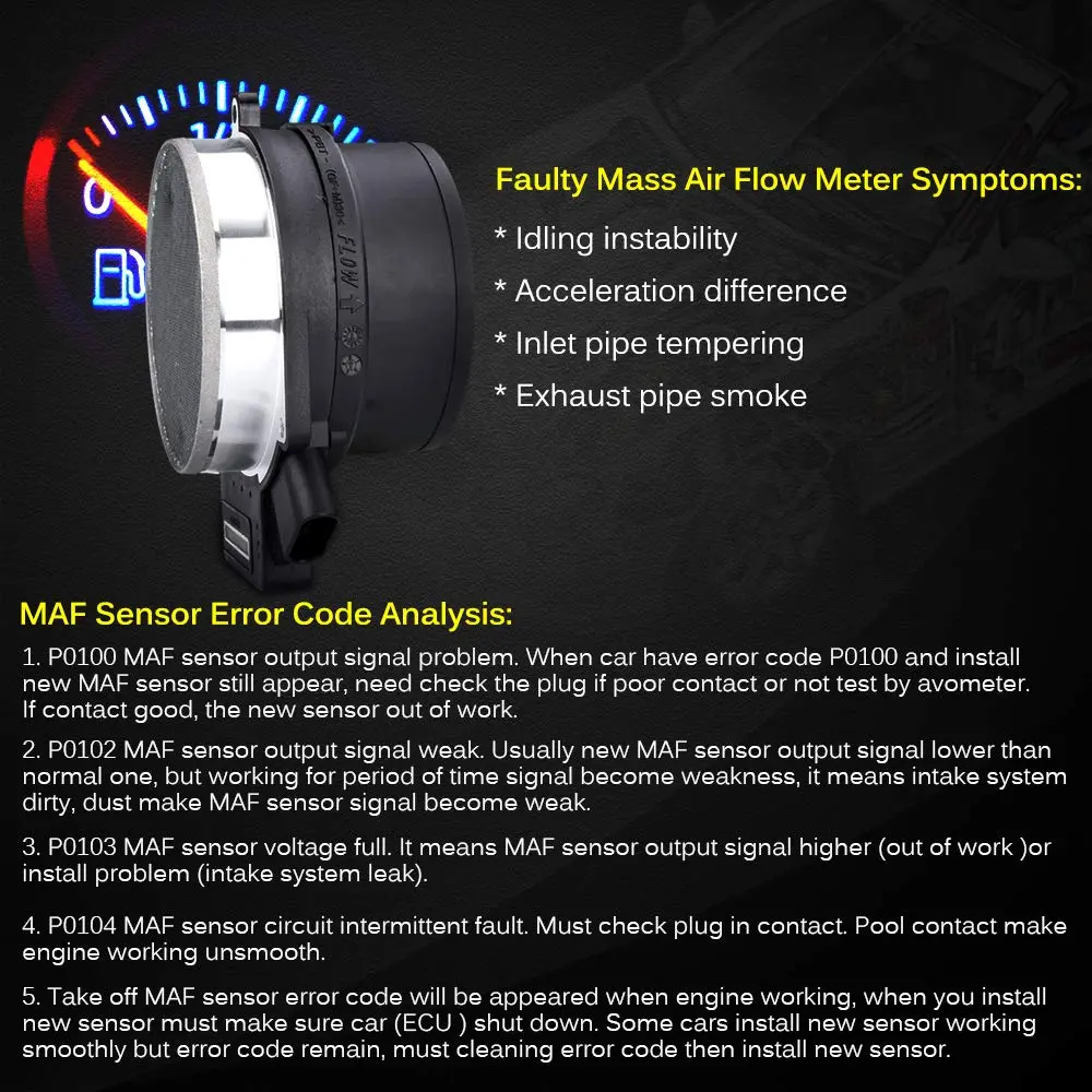 FAERSI Mass Air Flow Sensor for Chevy Silverado Tahoe GMC Yukon Cadillac Escalade 5.3L 6.0L 4.8L | Replaces OE# 25168491, AF10043 - view 8
