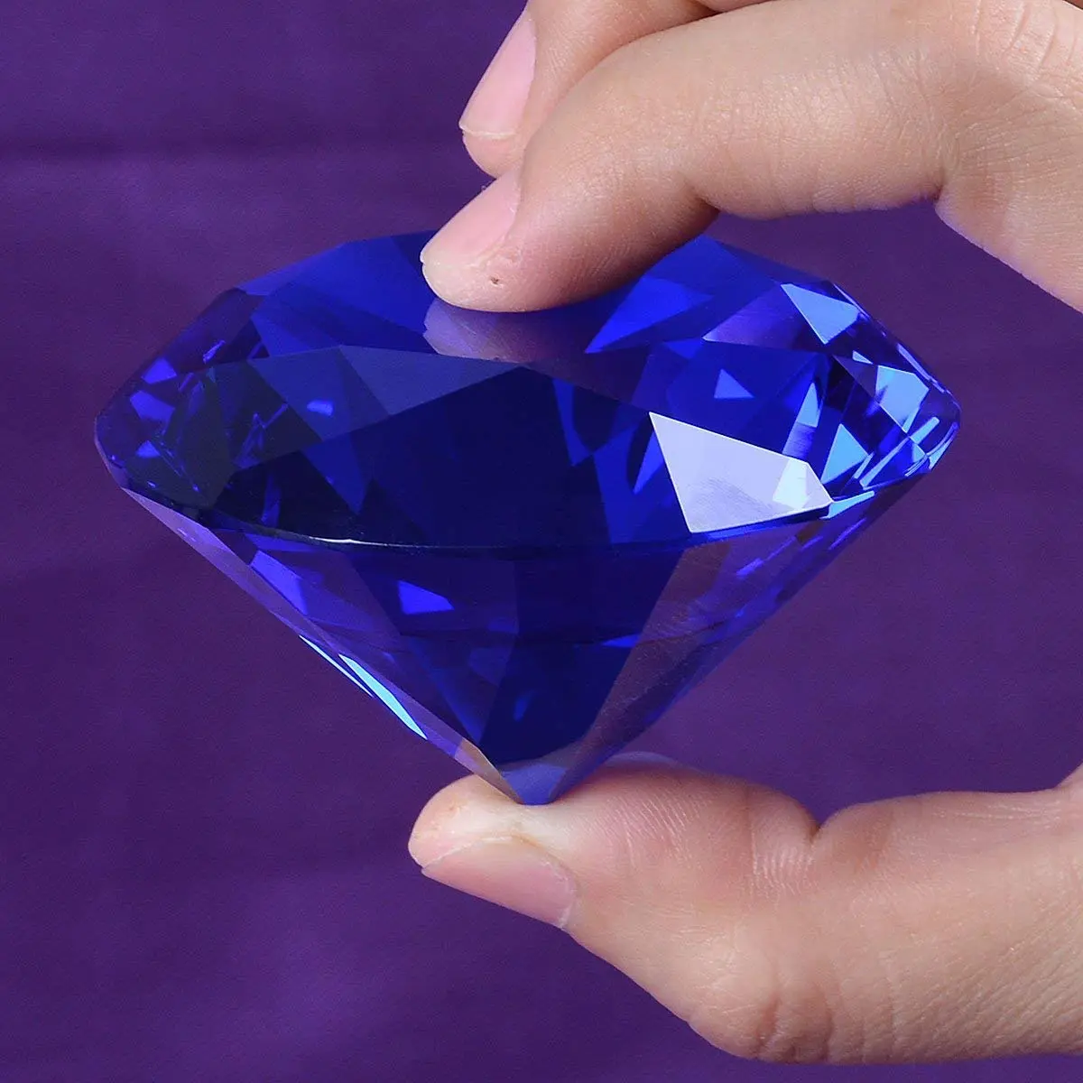 Yarrkc Blue Crystal Glass Diamond Shaped Decoration 60mm | Elegant Paperweight for Gifts & Decor - view 7