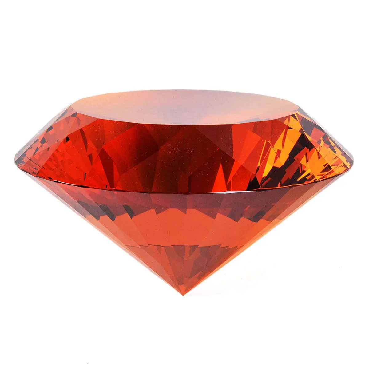 Yarrkc Amber Crystal Glass Diamond Paperweight 60mm (2.36") | Elegant Home & Office Decor - main product image