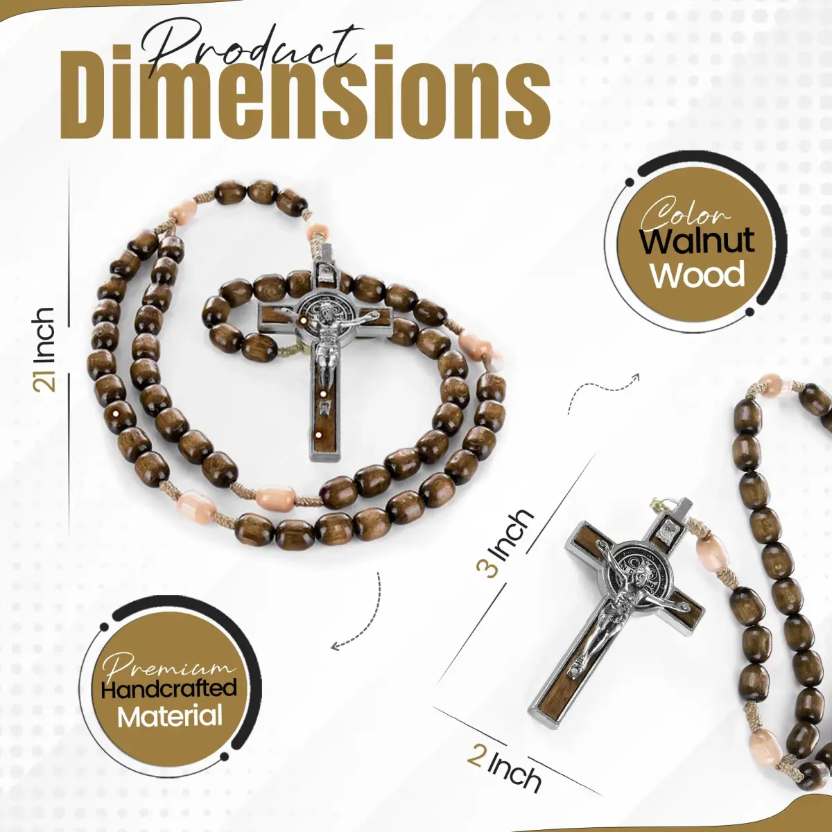 SANCTUM VERITAS Catholic Rosary Necklace | Large Italian Prayer Beads Gift 21.5 cm (8.5 inches) - view 2