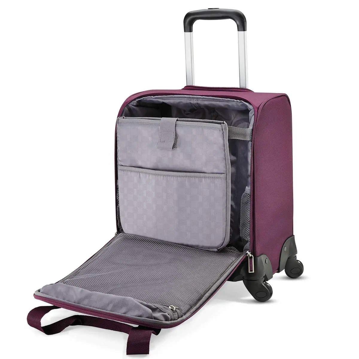 Samsonite Underseat Carry-On Spinner With USB Port, Purple, 36.2cm (14.25in) x 24.2cm (9.5in) x 43.2cm (17in) | Carry-On Luggage with USB Charging - view 4