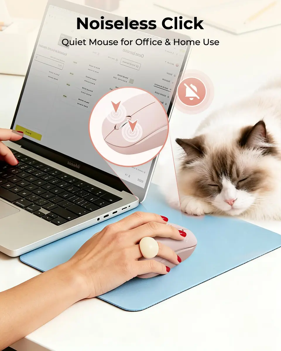 seenda Wireless Mouse for Laptop, 2.4G Noiseless Computer Mouse, Pink | Compact, Noiseless Clicks, Reliable 33ft Range - view 4