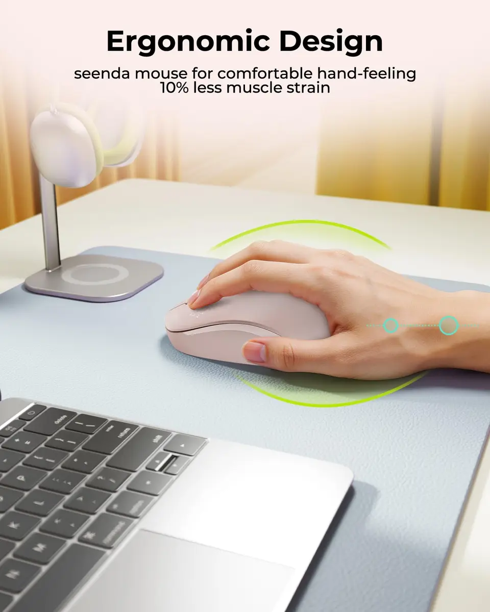 seenda Wireless Mouse for Laptop, 2.4G Noiseless Computer Mouse, Pink | Compact, Noiseless Clicks, Reliable 33ft Range - view 7