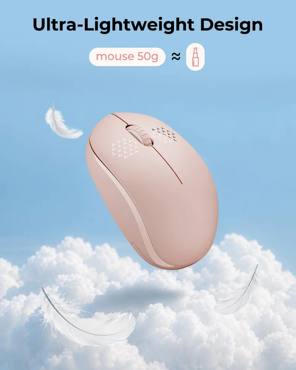 seenda Wireless Mouse for Laptop, 2.4G Noiseless Computer Mouse, Pink | Compact, Noiseless Clicks, Reliable 33ft Range - view 9