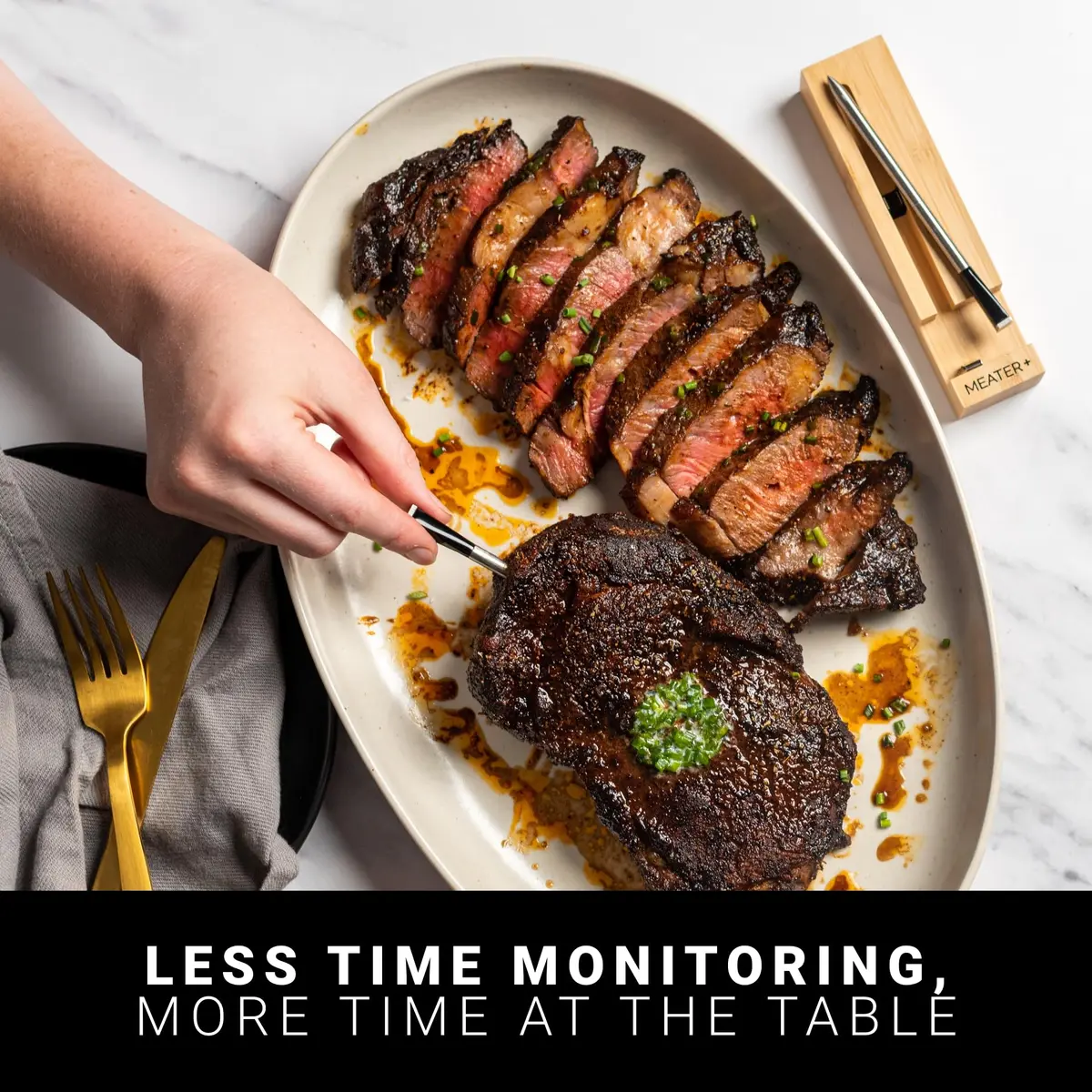 MEATER Plus Smart Meat Thermometer, Honey, Bluetooth, 165ft Range | Accurate Wireless Cooking Probe - view 2