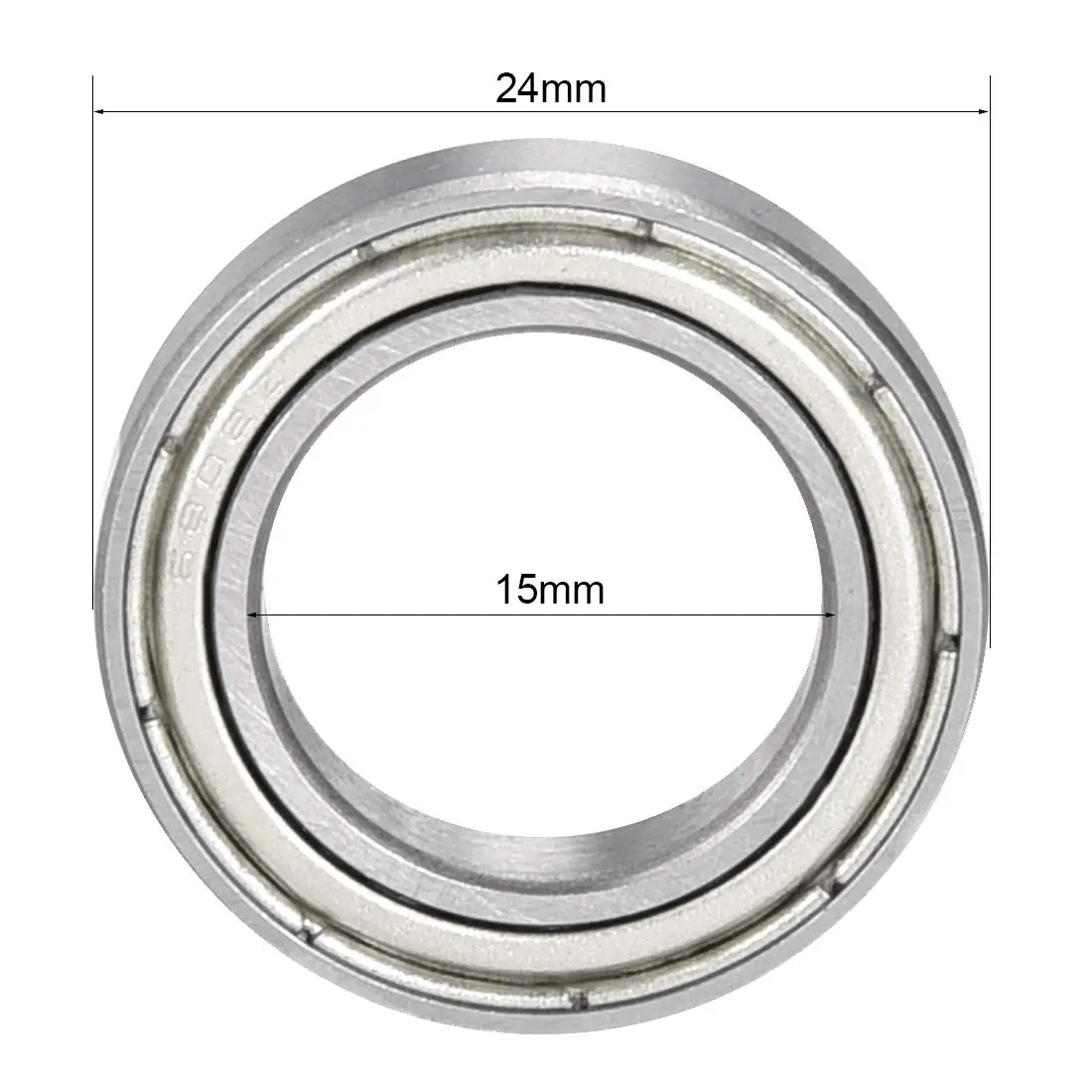 uxcell Deep Groove Ball Bearing 6802ZZ 15x24x5mm | Double Shield, Chromium Steel, ABEC1 - view 4