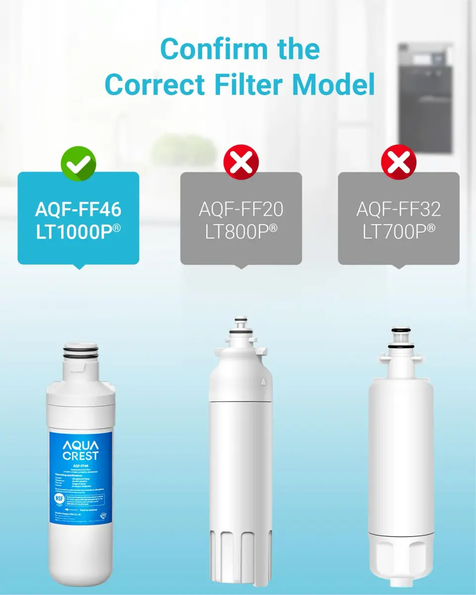 AQUA CREST LT1000PC ADQ747935 Replacement for LG Refrigerator Water Filter & LT120F Air Filter (3+3 Combo, White) - view 3