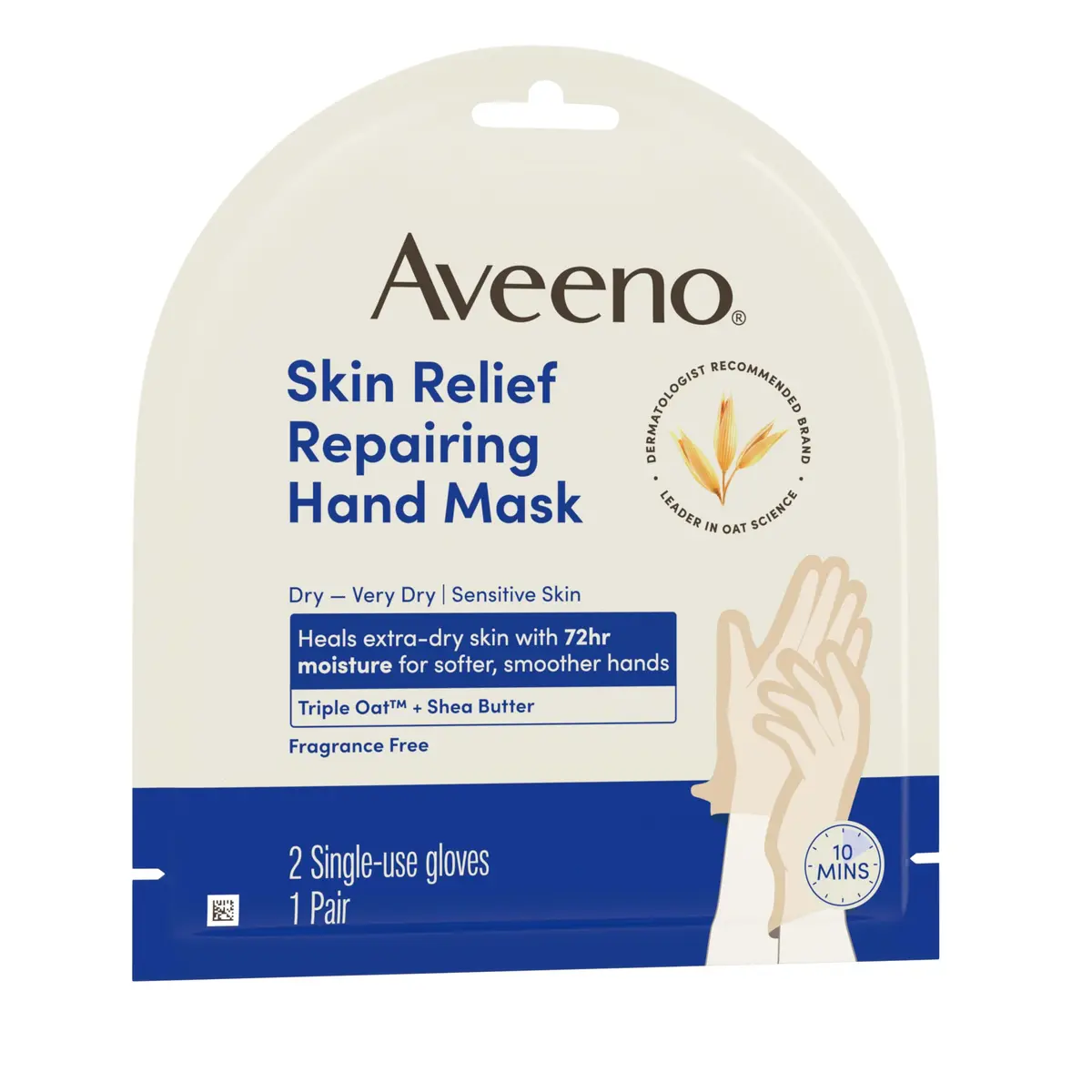 Aveeno Skin Relief Repairing Hand Mask, Fragrance-Free, 1 Pair | Clinically Proven 72-Hour Moisture for Very Dry Hands - view 8