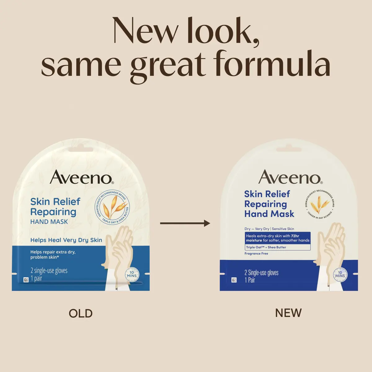 Aveeno Skin Relief Repairing Hand Mask, Fragrance-Free, 1 Pair | Clinically Proven 72-Hour Moisture for Very Dry Hands - view 2