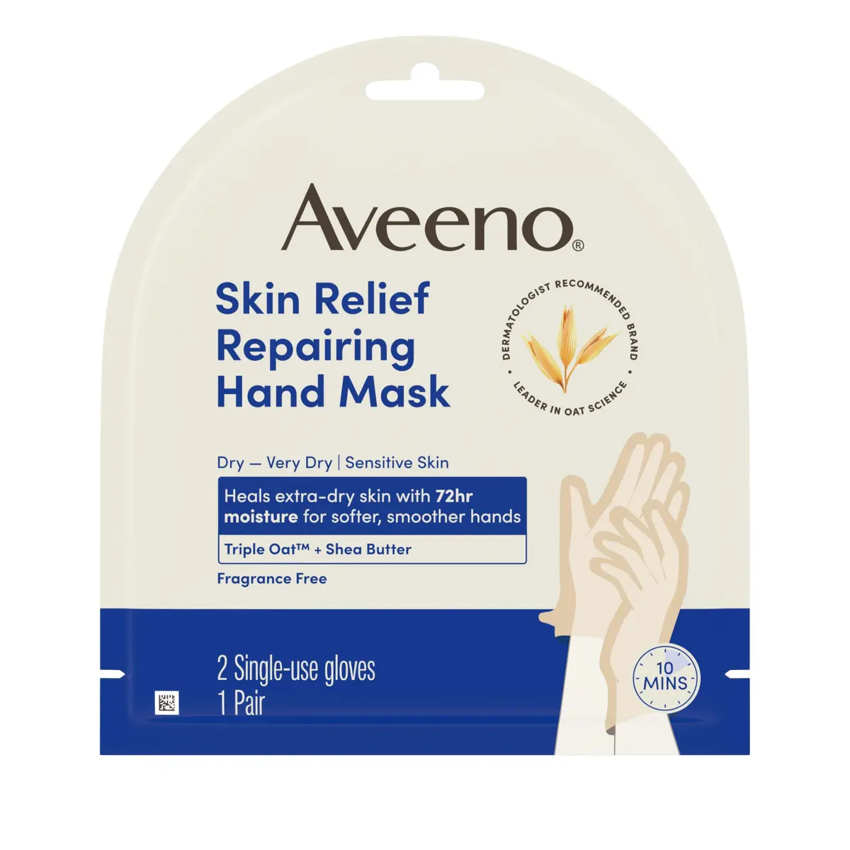 Aveeno Skin Relief Repairing Hand Mask, Fragrance-Free, 1 Pair | Clinically Proven 72-Hour Moisture for Very Dry Hands - view 4