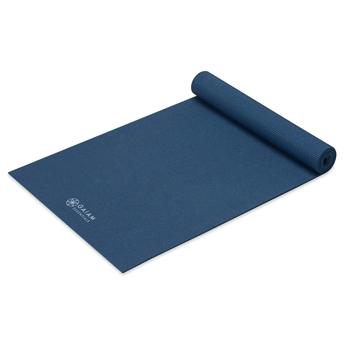 Gaiam Essentials Yoga Mat 6mm Navy | Non-Slip Texture & 1/4 Inch Cushioning with Carrying Sling - view 7