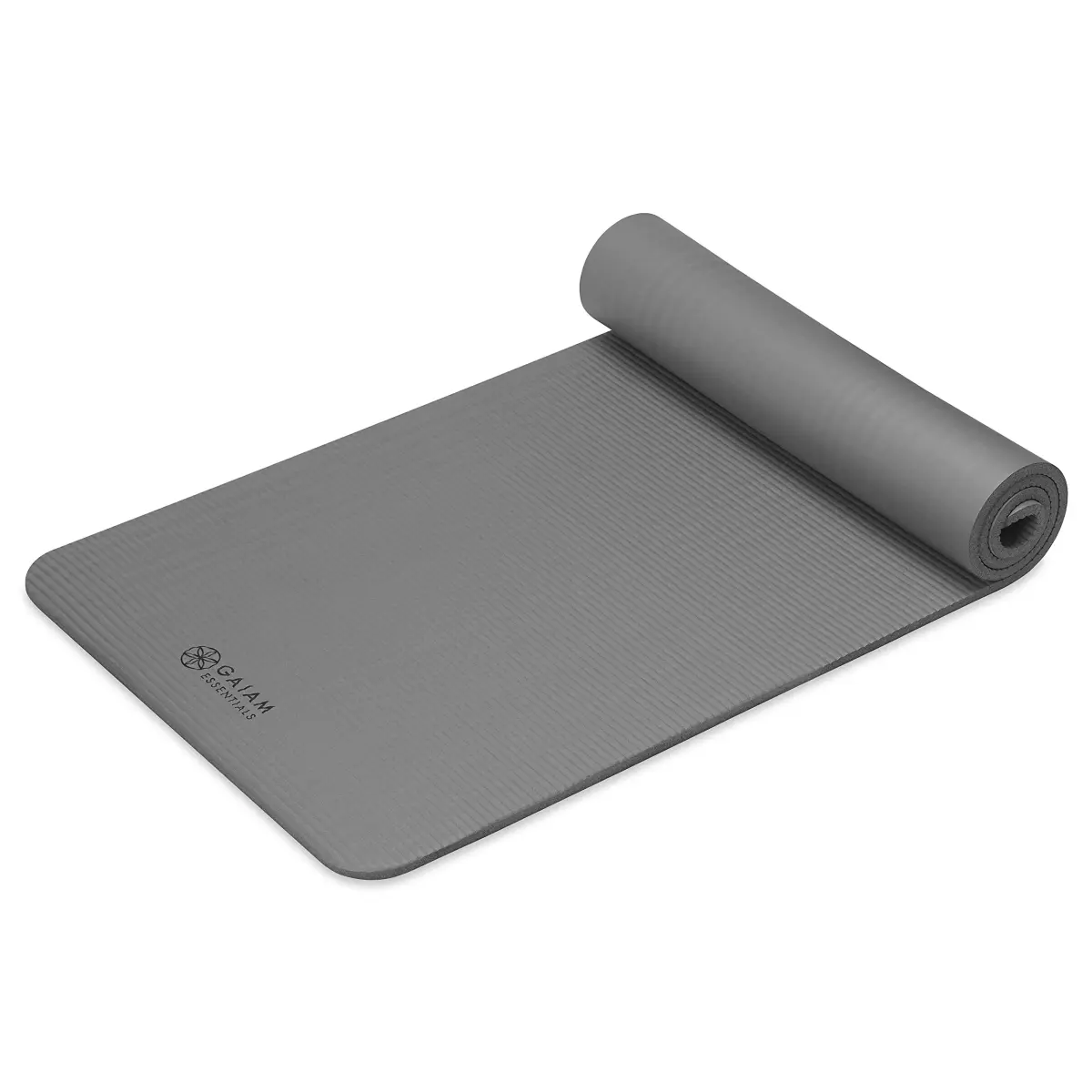 Gaiam Essentials Thick Yoga Mat 10mm (2/5 Inch) Grey | Non-Slip NBR Foam Exercise Mat with Carrier Strap - view 7