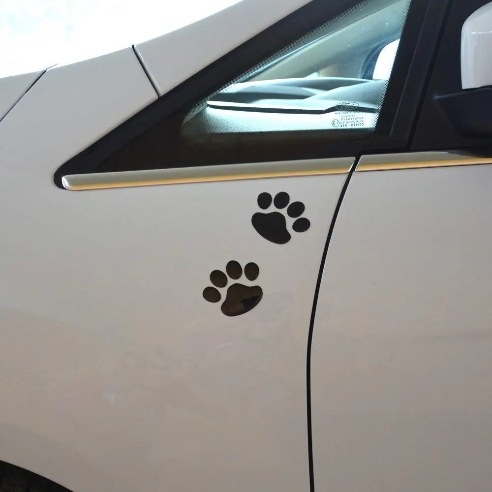 LZLRUN Black 3D Chrome Dog Paw Footprint Decal Sticker 4-Pack | Waterproof Vinyl for Cars - view 2