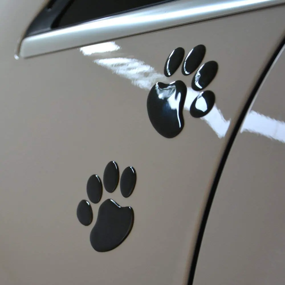 LZLRUN Black 3D Chrome Dog Paw Footprint Decal Sticker 4-Pack | Waterproof Vinyl for Cars - view 3