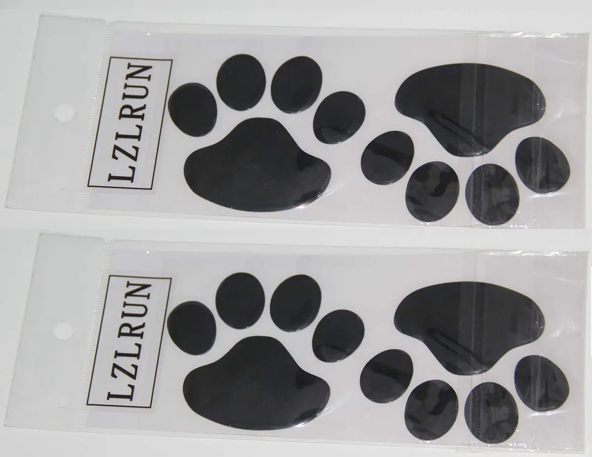 LZLRUN Black 3D Chrome Dog Paw Footprint Decal Sticker 4-Pack | Waterproof Vinyl for Cars - view 4