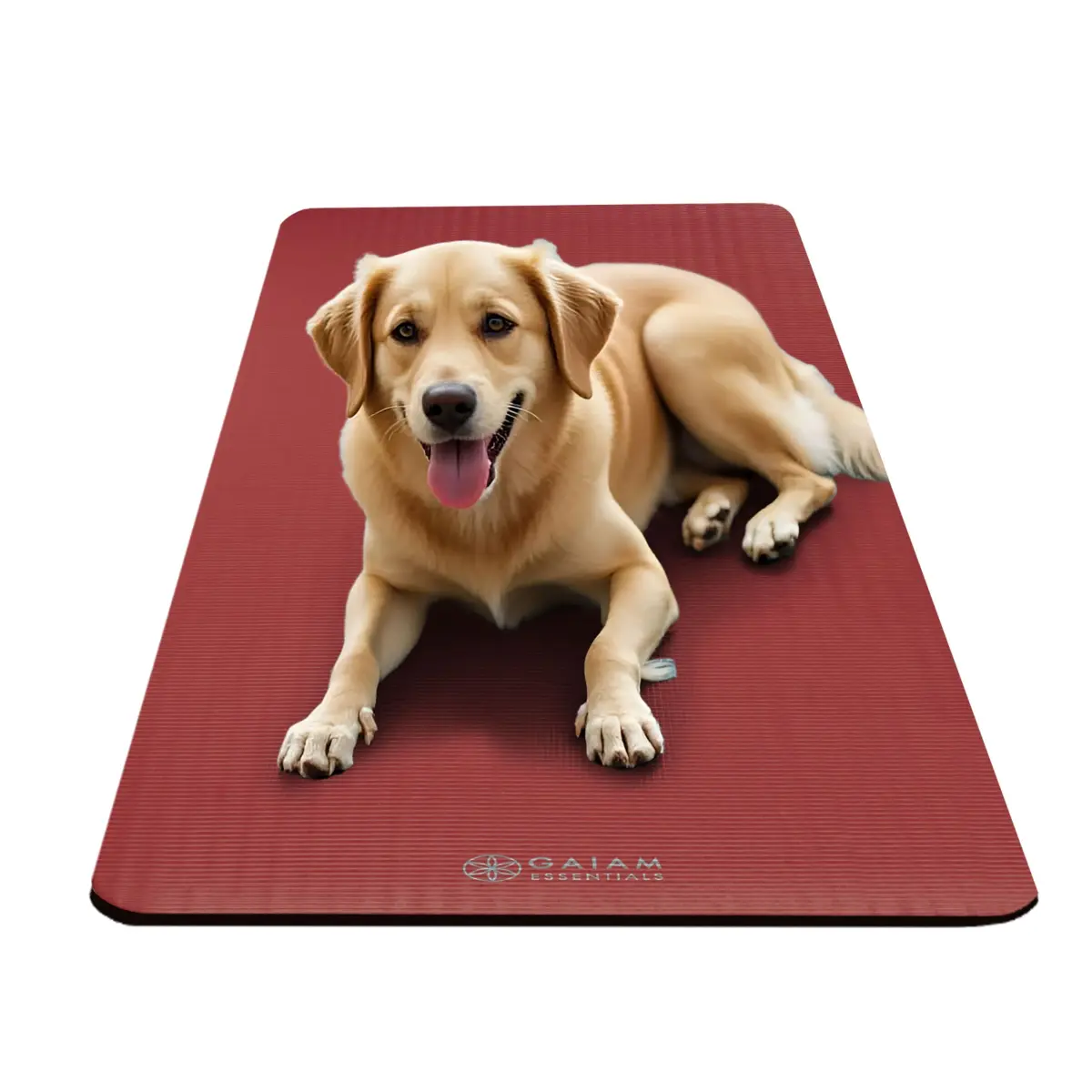 Gaiam Essentials Thick Yoga Mat with Easy-Cinch Strap (Red, 10mm / 0.39 Inch) | Extra-Thick Cushioning for Joint Comfort - view 6