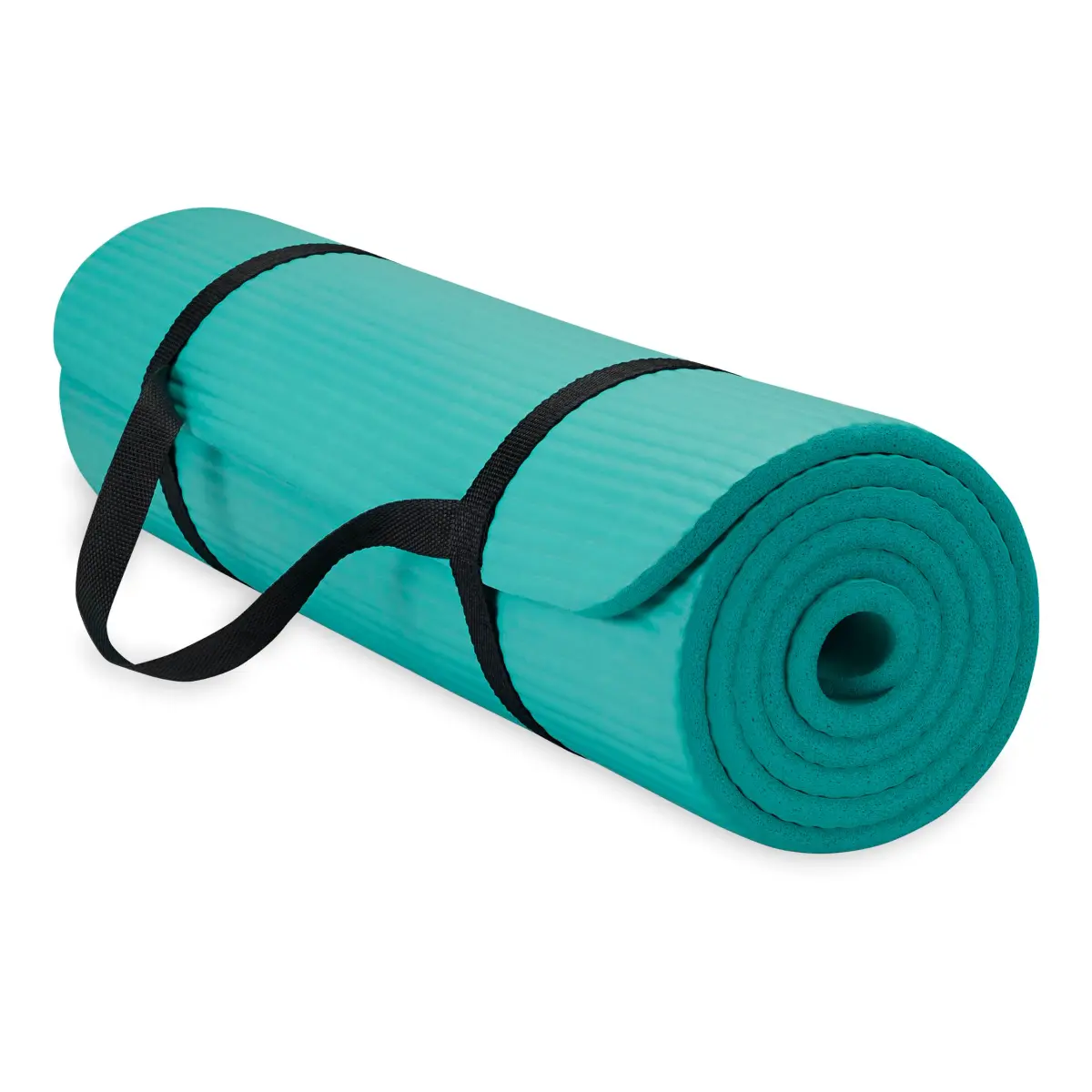 Gaiam Essentials Thick Yoga Mat with Easy-Cinch Strap (Teal, 10mm / 0.39 Inch) | Extra-Thick Cushioning for Joint Comfort - main product image