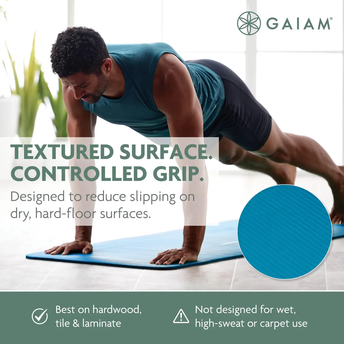 Gaiam Essentials Thick Yoga Mat with Easy-Cinch Strap (Black, 10mm / 0.4 Inch) - view 4