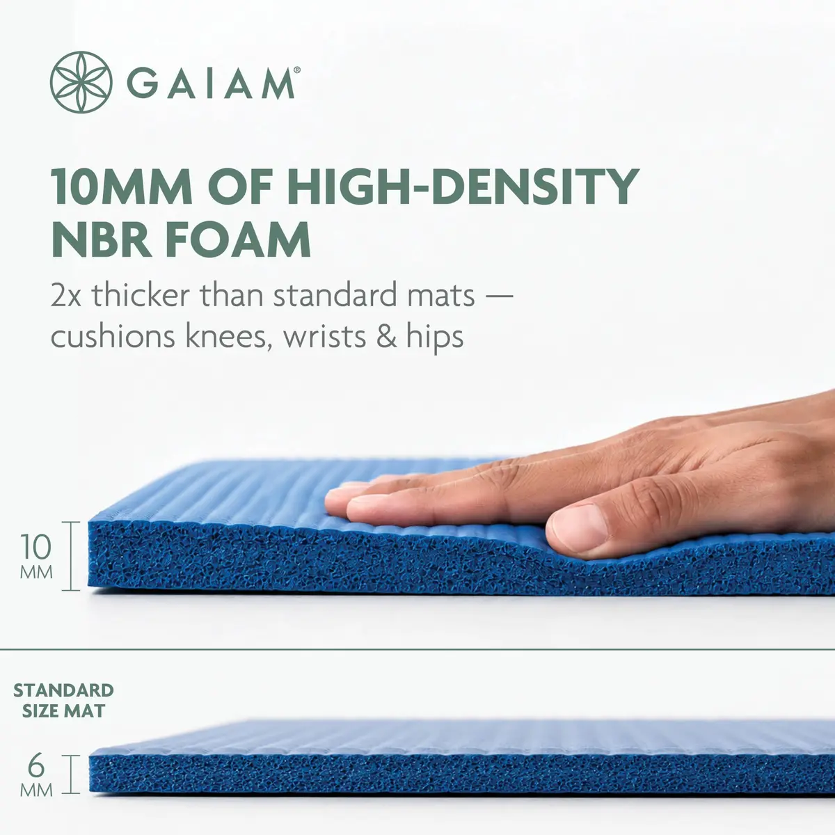 Gaiam Essentials Thick Yoga Mat with Easy-Cinch Strap (Black, 10mm / 0.4 Inch) - view 2