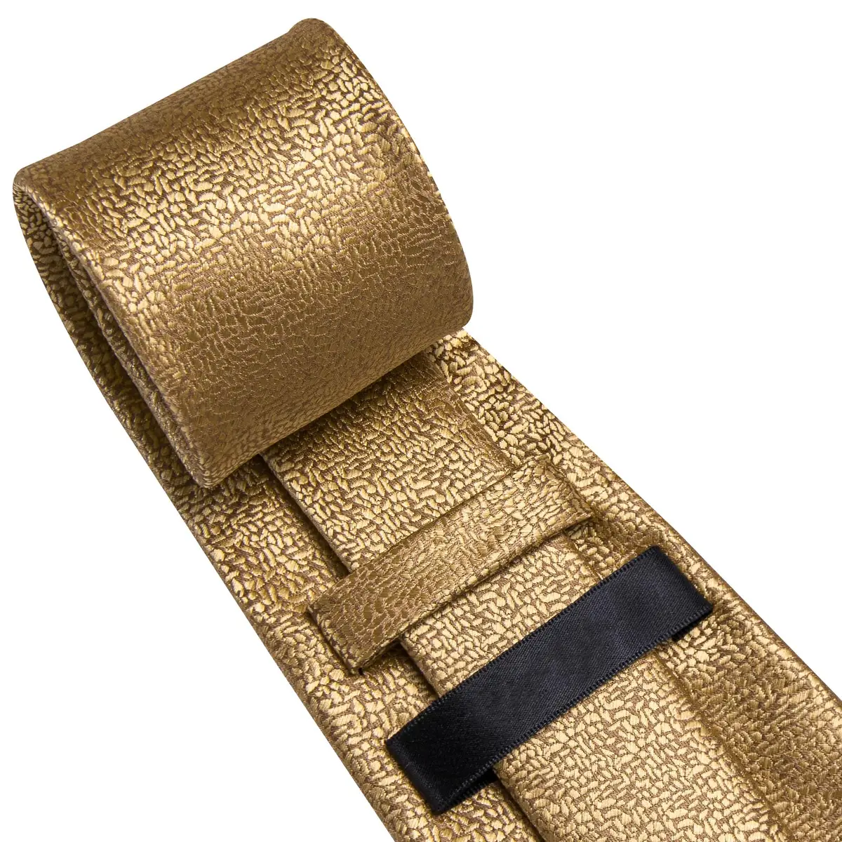 Dubulle Mens Tie Set Solid Paisley Silk Striped Necktie for Men with Cufflinks Tie and Pocket Square, B gold | Elegant Formal Accessory - view 5