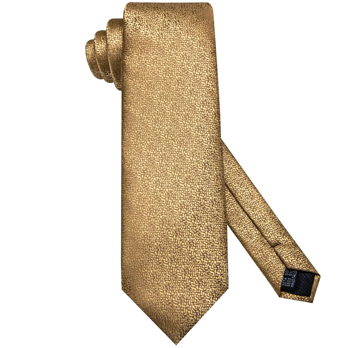 Dubulle Mens Tie Set Solid Paisley Silk Striped Necktie for Men with Cufflinks Tie and Pocket Square, B gold | Elegant Formal Accessory - view 4