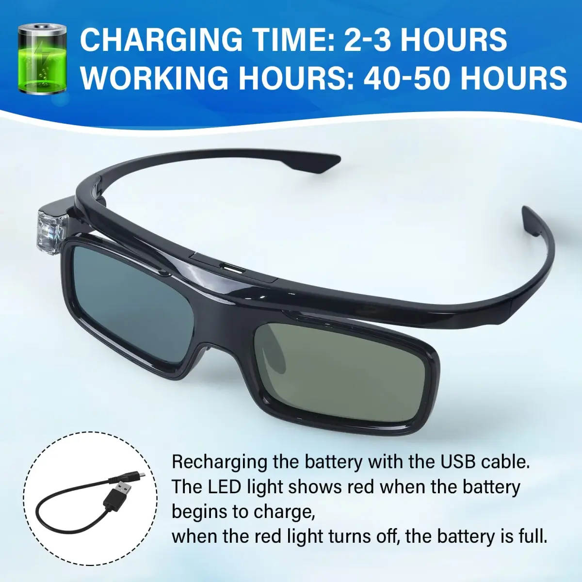 EKYLIN Active Shutter 3D Glasses for DLP-Link Projectors - Pack of 2 (34.5g) - view 2